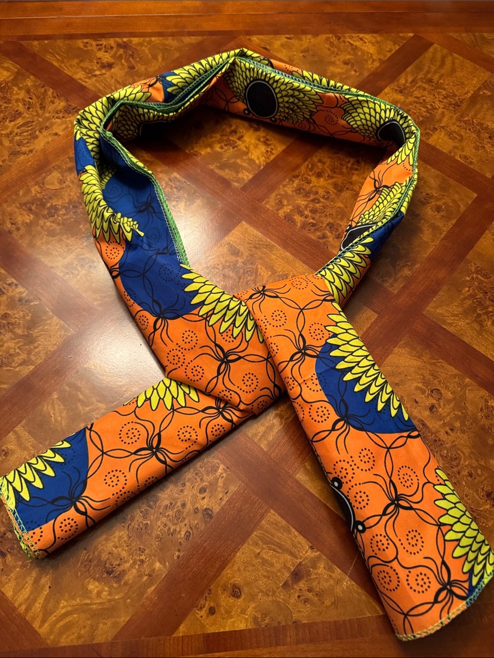 Bright Orange & Blue Floral Twist scarf